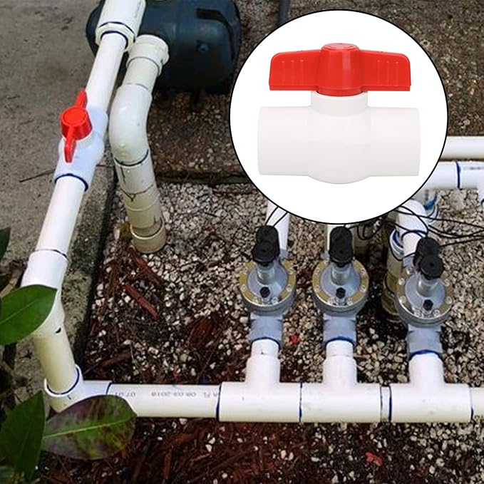 4Pcs 1" PVC Ball Valve Water Pipe Shut-off Valve Socket with Red T-Handle for Cold Water Supply lines, Irrigation Pipe fitting System(Socket x Socket), Schedule 40-VerdiqueGarden