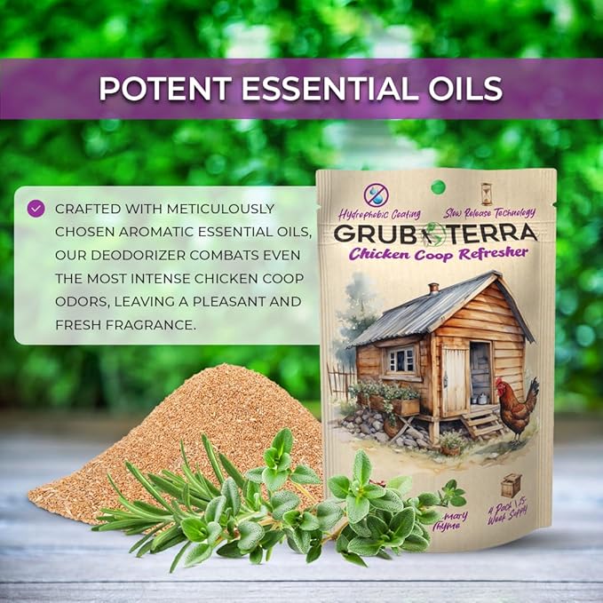 GrubTerra Coop Refresher Odor Freshener for Chicken Pen, Suitable for Chicken Waterer and Chicken Feeder, Smell Control Solution for Clean and Fresh Chicken Living Environment-VerdiqueGarden
