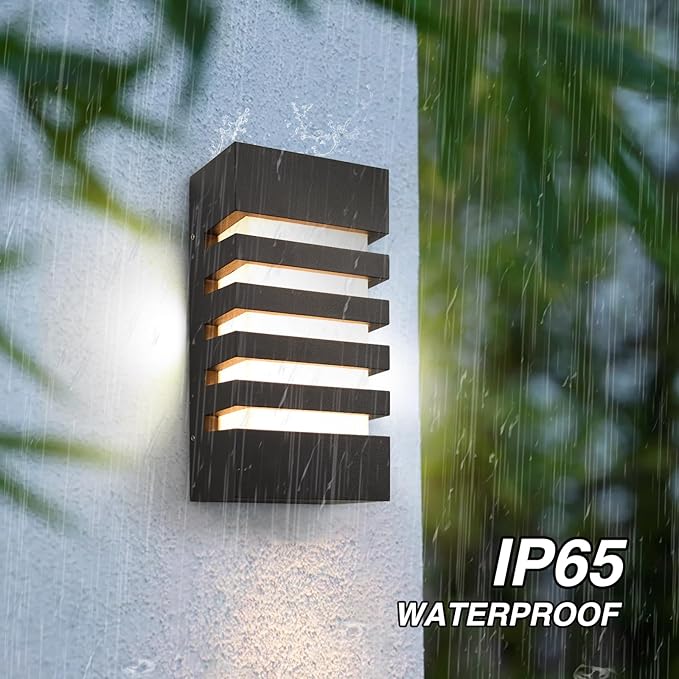 Outdoor Wall Light 12W LED Modern Wall Sconce Lamp Exterior Wall-Mounted Garden Corridor Porch Patio Light Waterproof LED Wall Light Fixture for Outdoor Lighting Warm White 300lm-VerdiqueGarden