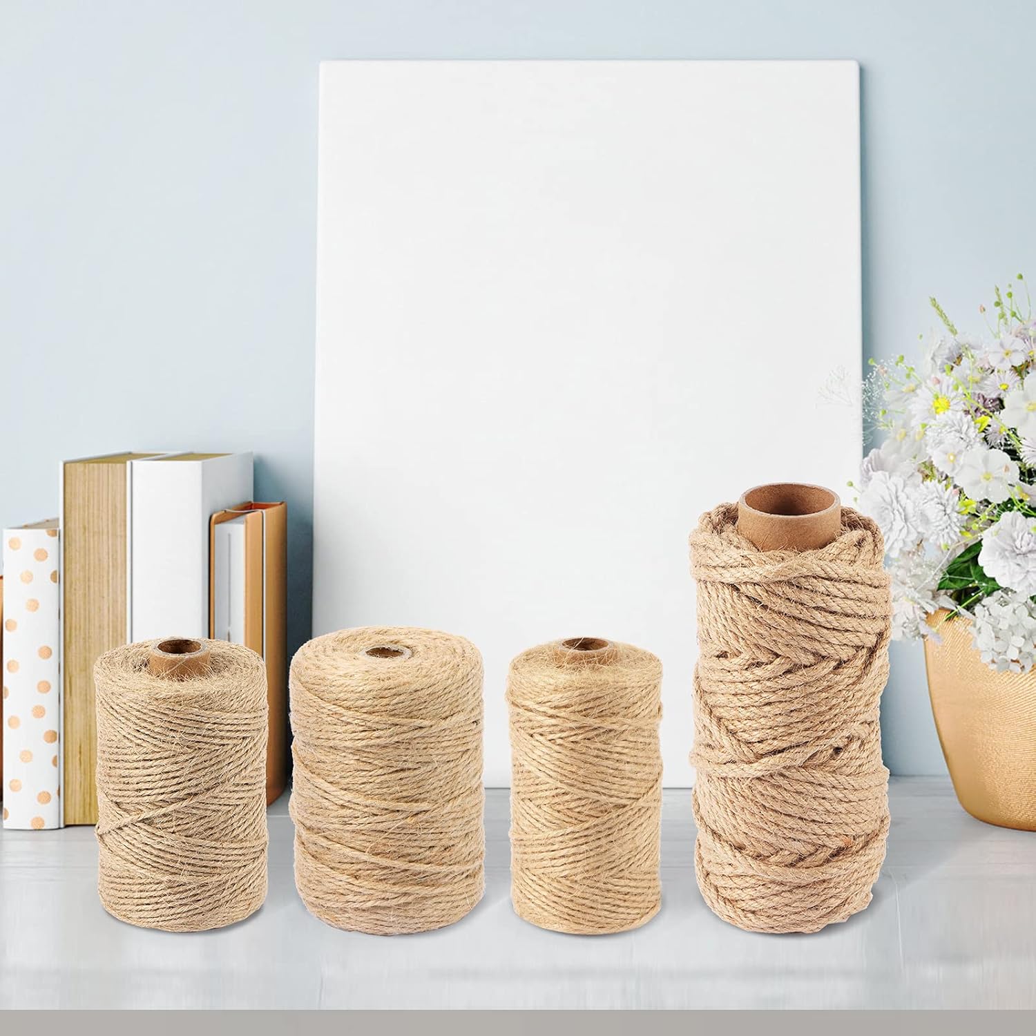 Natural Jute Twine Rope (1.5mm/2mm/3mm/6mm) Durable String for Handmde Crafts,Gardening Applications,Home Gardening,Cat Scratching Post,Gift Packaging... (3mm*328ft)-VerdiqueGarden