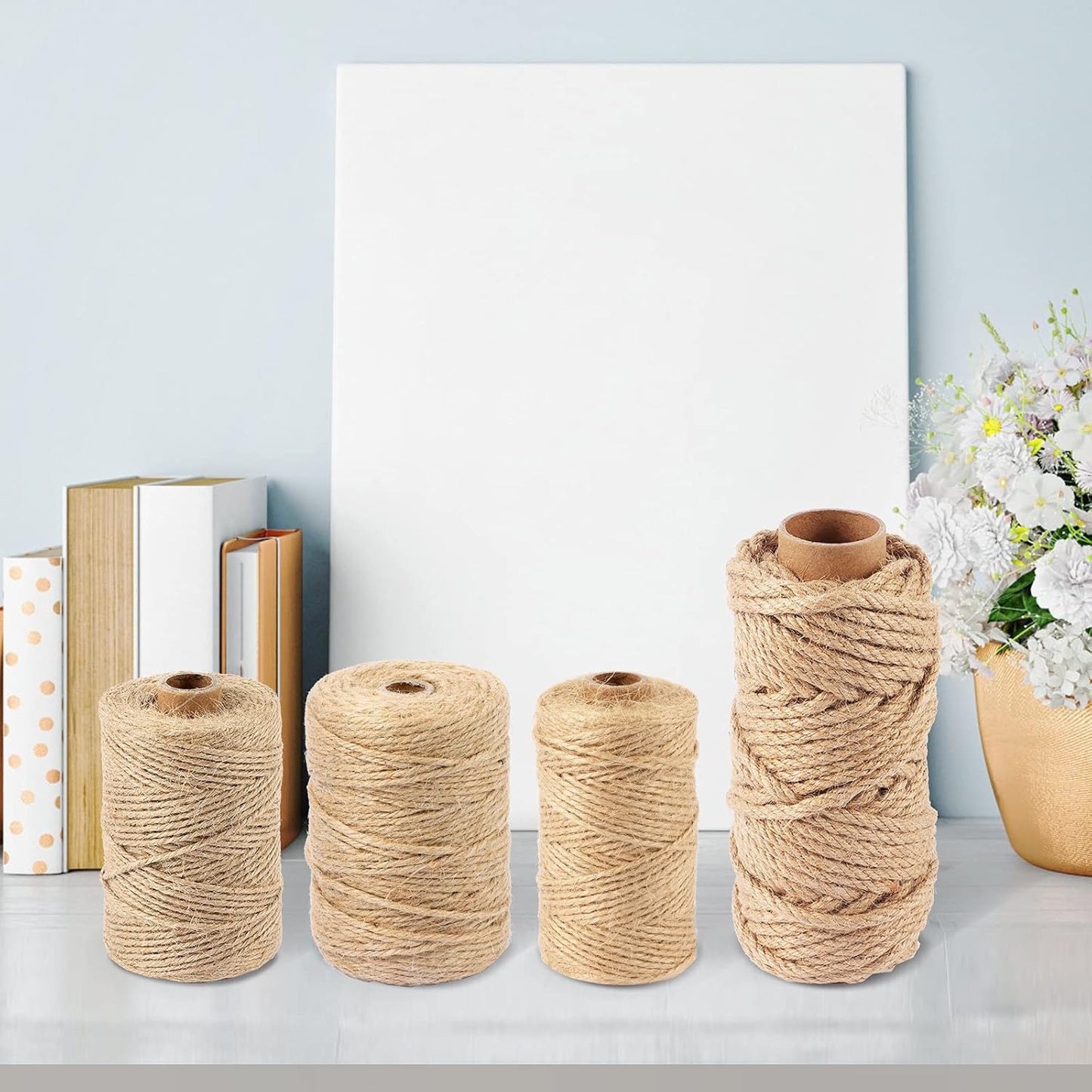 Natural Jute Twine Rope (1.5mm/2mm/3mm/6mm) Durable String for Handmde Crafts,Gardening Applications,Home Gardening,Cat Scratching Post,Gift Packaging... (2mm*328ft)-VerdiqueGarden