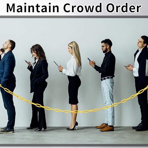 Vicenpal 50ft Plastic Barrier Chain Yellow Plastic Chain Links Weatherproof Safety Link Crowd Control Barriers Garden Fence Decoration (1 Pieces)-VerdiqueGarden