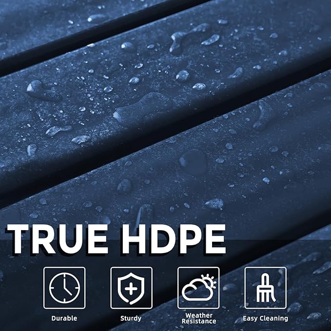 Adirondack Side Table Outdoor, HDPE Small Outdoor Table for Patio, Outside End Table, Blue, 13.98" x 13.19" x 16.73"-VerdiqueGarden