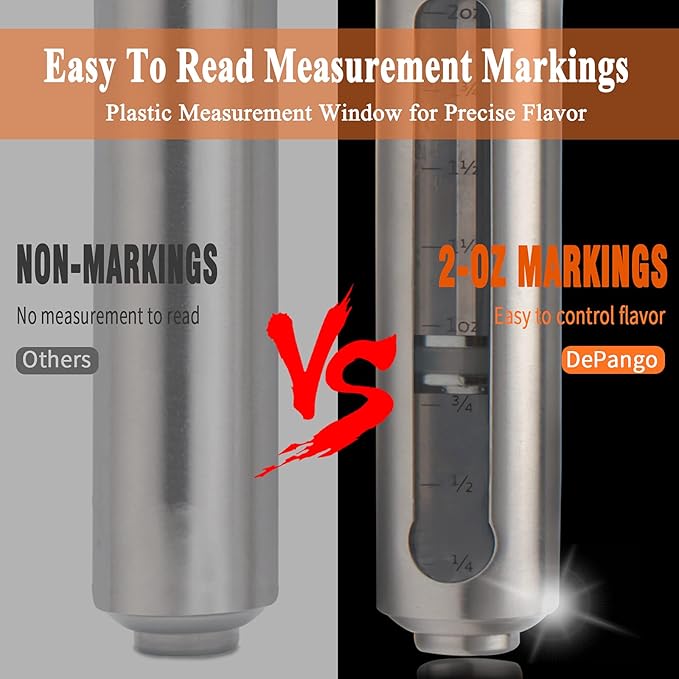 Meat Injector, Stainless Steel Marinade Injector Flavor Syringe Kit with 2-oz Measurement Window for Smoker Food BBQ Grill, Cooking Turkey Chicken Steak Beef Brisket Pork-Chops, 3 Meat Needles-VerdiqueGarden