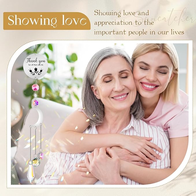 6 Pcs Thank You Gifts for Women Crystal Suncatcher Thank You with Engraved Message Hanging Sun Catcher Ornament for Windows Friend Teacher Coworkers Appreciation Christmas Gratitude Gift-VerdiqueGarden