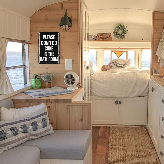 Please Don'T Do Coke In The Bathroom Sign Funny Room Decor For Men Cool Tapestry For College Dorm Metal Tin Signs Man Cave Decor Toilet Sign Black 12 X 8 Inch-VerdiqueGarden