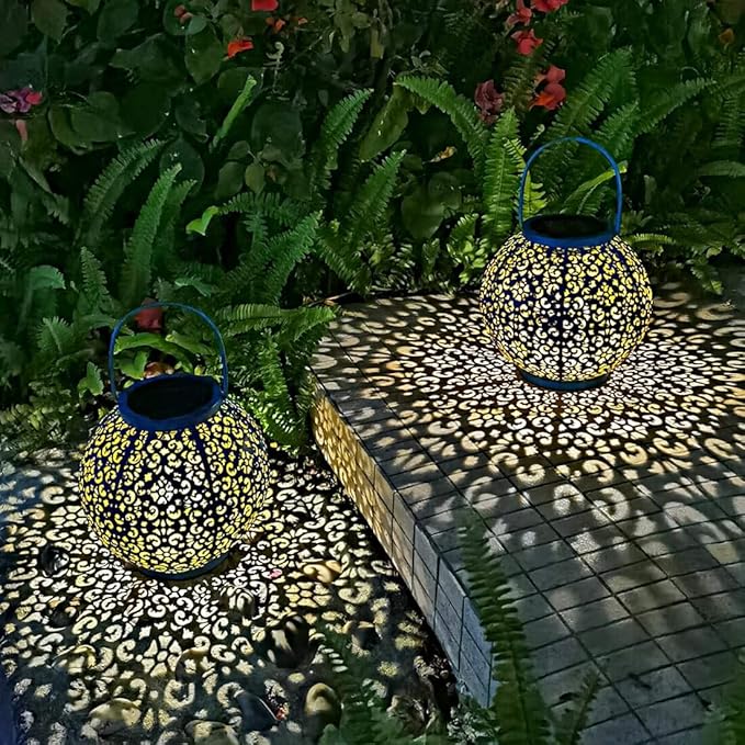 Outdoor Solar Big Lanterns Waterproof, Go2garden Gifts for Women Mom Garden Yard Decor Lights for Patio, Yard, Party Ornaments,Birthday Mothers Day Gifts for Grandma (1 Pack, Teal Blue)-VerdiqueGarden