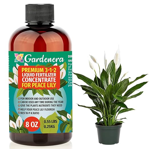 Premium Liquid Peace Lily Plant Fertilizer - 3-1-2 Concentrate for Indoor Plants and Flowers by Gardenera | Organic Plant Food for Peace Lily - 8oz-VerdiqueGarden
