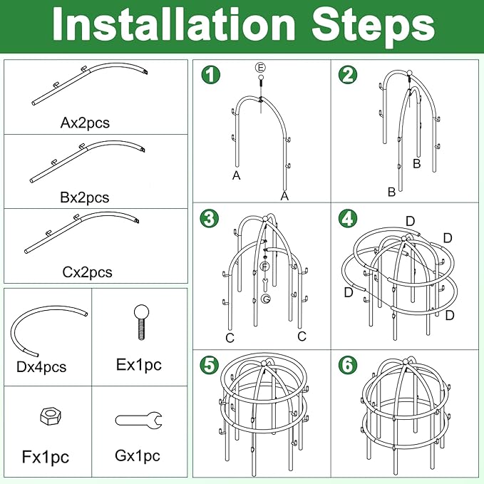 1 Pcs Jardin Bird Cage Plant Support 24" H Large Sturdy Grow-Through Flower Support Peony Cage Climbing Plant Support Trellis Sculptural Garden Decor for Perennial Flowers Vintage Gold-VerdiqueGarden