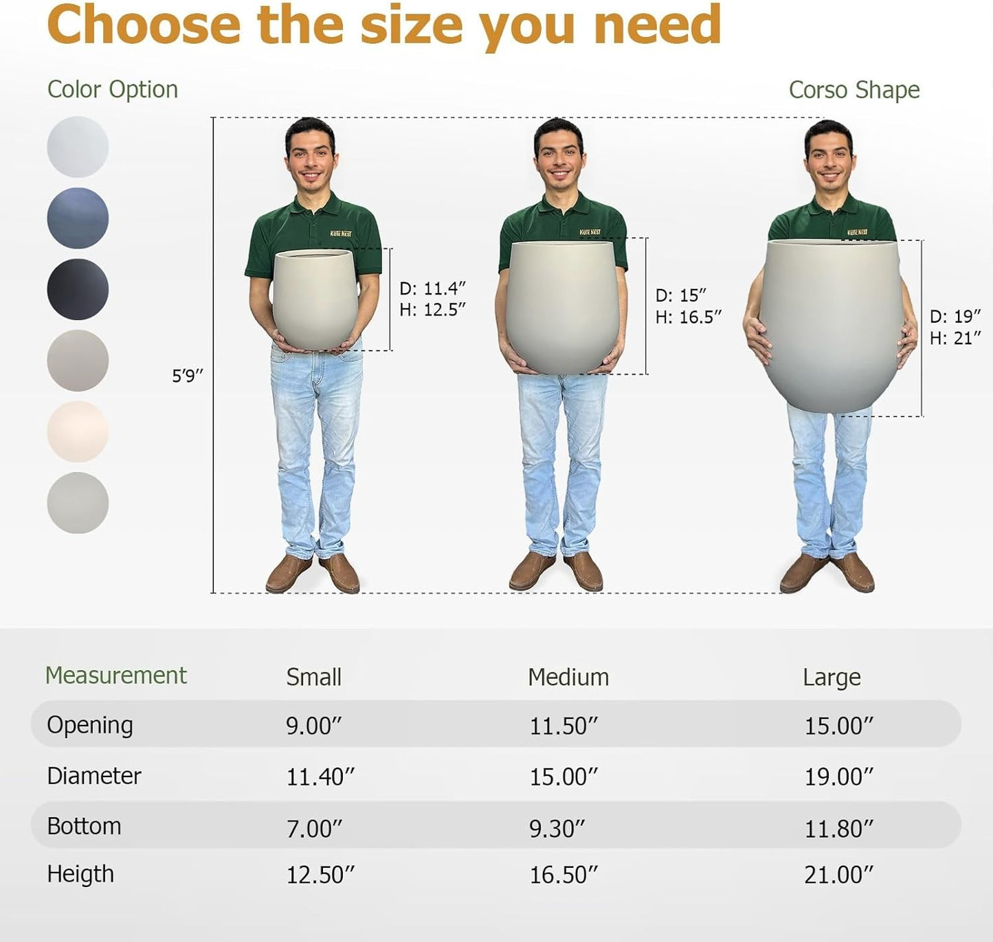 21" H x 19" D Corso Fiberstone Round Tapered Planter with Drainage Hole, Smooth Finishes, for Indoor and Outdoor Use, Included 2 Extra Coco Mats (Taupe, 15" Pot Opening)-VerdiqueGarden