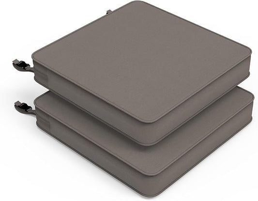 LVTXIII Patio Chair Cushions 19"x19"x3", Water-Repellent Outdoor Seat Cushions for Patio Furniture, Square Chair Pads with Ties for Home Garden Decoration, Set of 2, Dark Grey-VerdiqueGarden