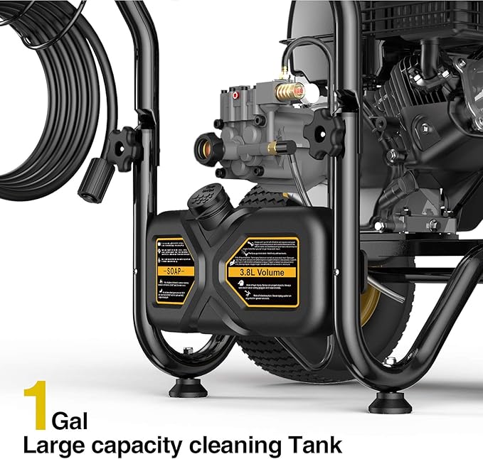 BLUBERY 3600 PSI Gas Pressure Washer, 2.7 GPM Heavy Duty High Power Washer, 30Ft Pressure Hose&Soap Tank,5 Pressure Nozzles,Black-VerdiqueGarden