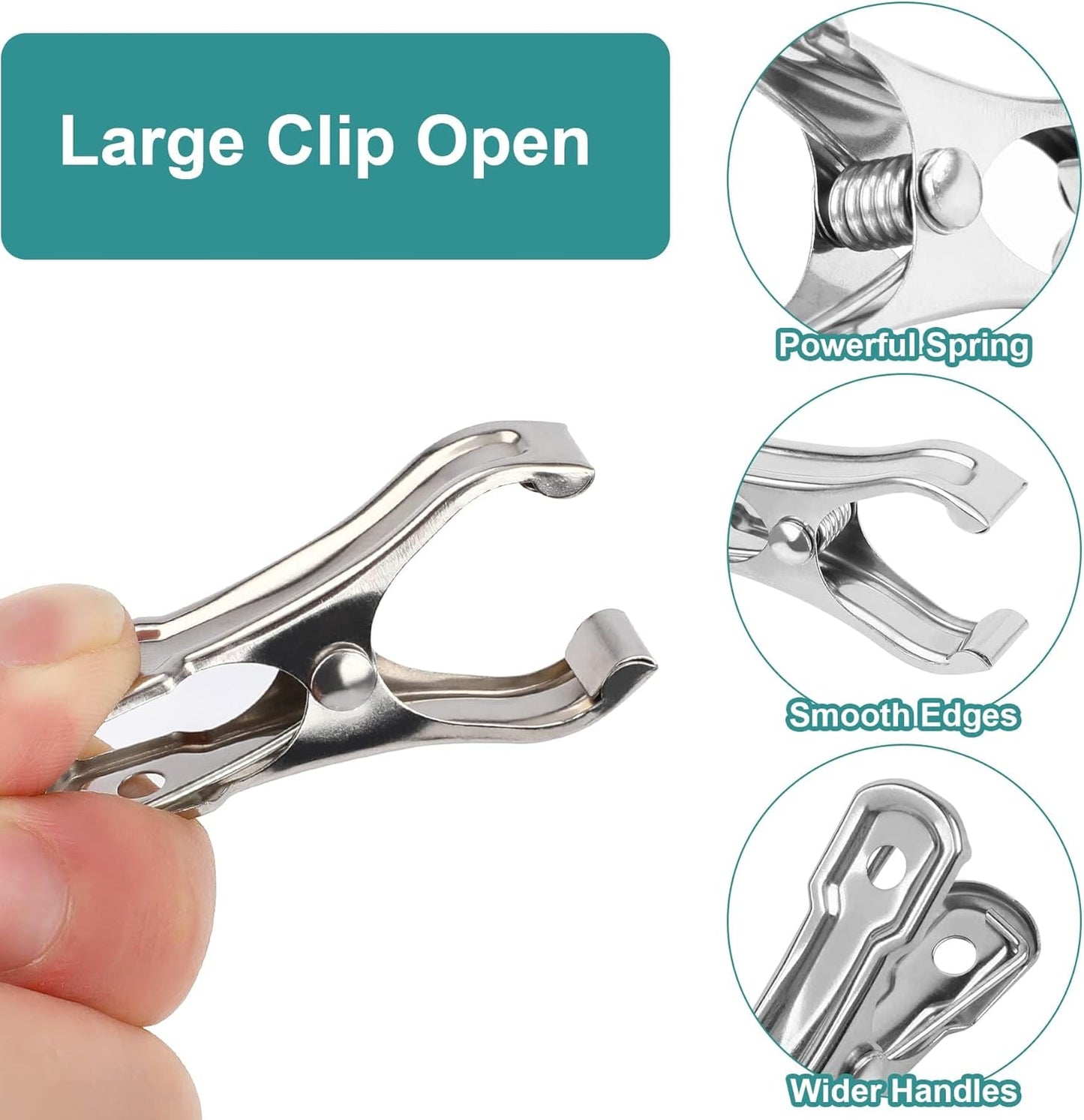 JULMELON 25 PCS Greenhouse Clips, 2.2 Inch Stainless Steel Garden Clips, Heavy Duty Row Cover Clips with Large Open Strong Grip for Fixing Netting Cover Film,Shade Cloth Film Plant Netting-VerdiqueGarden