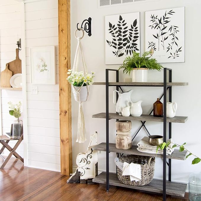 6-Inch Outdoor Indoor Decorative Iron Lantern Wall Hooks Hangers for Hanging Wind Chimes Hummingbird Feeders Candle Holders(Black, Set of 2)-VerdiqueGarden