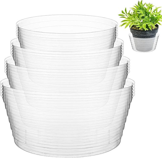 Hoolerry Plastic Plant Saucer Clear Deep Drip Tray Thickened Clear Plant Saucers Trays for Pots Deep Drip Trays for Home Garden Indoor and Outdoor Potted(20 Pcs,6, 8, 10, 12 Inch)-VerdiqueGarden