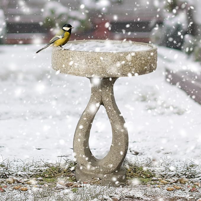 SKYFIRE 21.8”Birdbaths for The Garden Clearance -Concrete Modern Bird Bath for Outside, Yard Statue Decoration for Garden, Patio, Yard, Lawn -15.7”Dia X 21.8”H Contemporary Birdbath with Pedestal-VerdiqueGarden