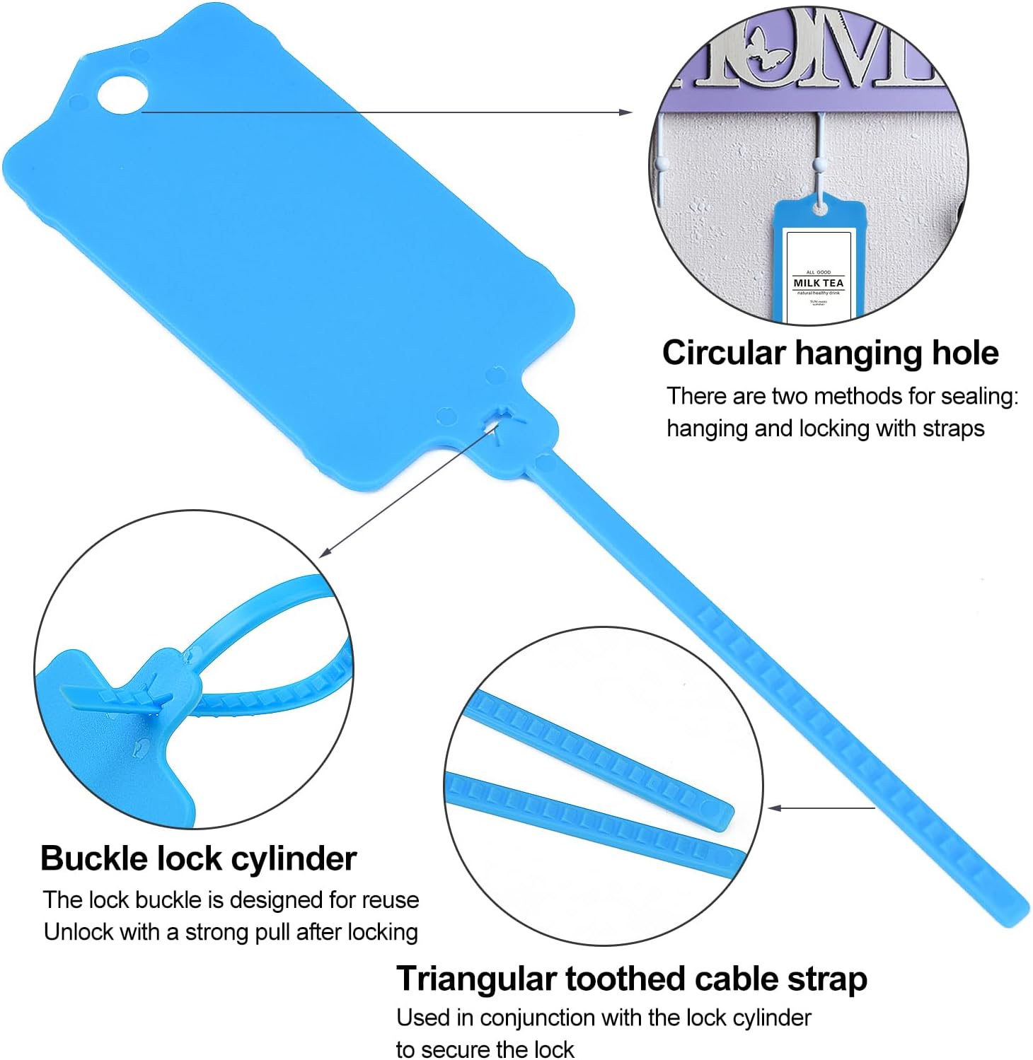 100pcs Blank Plastic Tags for Labeling Reusable Hanging Tags Ties Key Tag Storage Labels Waterproof Plastic Mark Label Writable Hang Sign with One Marker Pen (Blue)-VerdiqueGarden