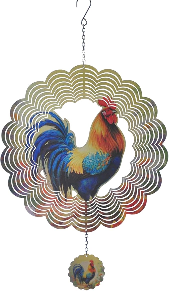 Rooster Wind Spinners 3D Hanging Wind Spinner Outdoor Clearance for Yard and Garden Decor 12inch Chicken Gifts for Women Mom-VerdiqueGarden