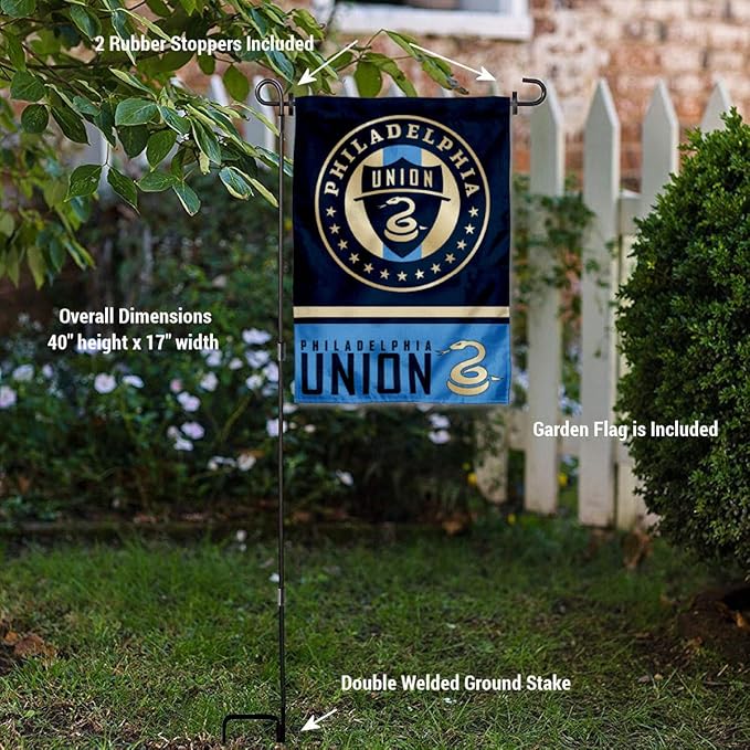 WinCraft Philadelphia Union Garden Flag with Stand Pole Holder-VerdiqueGarden