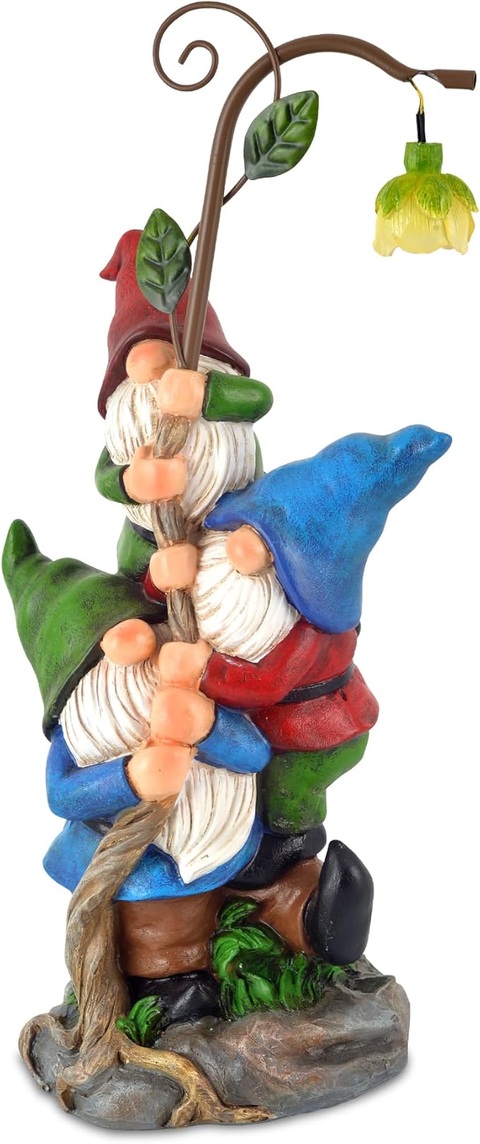 Gnome Figurine Garden Decor, Solar Resin Gnomes Outdoor Statue, Funny Gnome Gift Sculpture Decoration for Home Patio Yard Lawn Porch Ornament-VerdiqueGarden