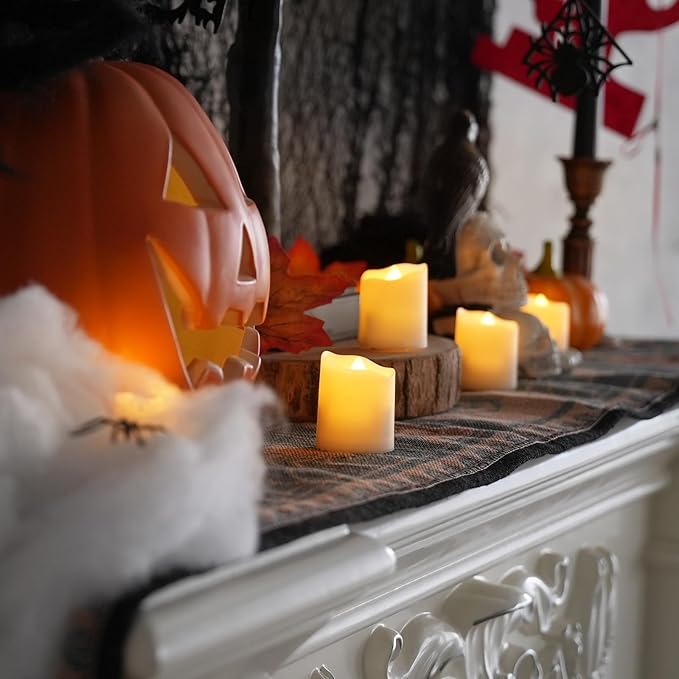 LED Tea Lights Rechargeable Candles with USB Charging Cable, 6 PCS Votive Tea Light with Remote, Flameless Flickering Warm White Tealights Candle for Halloween, Pumpkin Light, Christmas Decoration-VerdiqueGarden