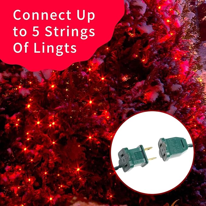 Ultra-Bright Connects End to End Red Christmas Mini Lights 100L 19.6Ft UL Listed Incandescent Bulb String Light Set for Indoor and Outdoor Holiday Garden Party Christmas Tree Garland Decor-VerdiqueGarden