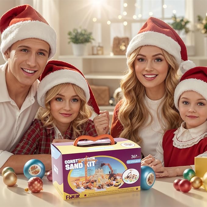 Sand Construction Kit, 2.2lbs Play Sand with Sandbox, 1 Toy Mat 8 Alloy Construction Trucks Race Tracks 10 Sand Molds Sensory Bin Toys for Toddlers Boys Girls Ages 3-8-VerdiqueGarden