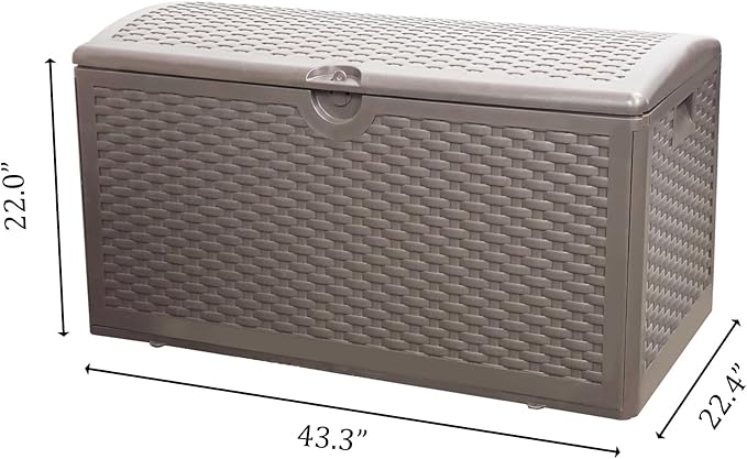 80 Gallon Pro Outdoor Storage Box Waterproof Lockable Resin Deck Box Large, Patio Storage Bin for Pool Accessories Cushion Furniture, Garden Tools, UV-Resistant Outside Delivery Brown-VerdiqueGarden