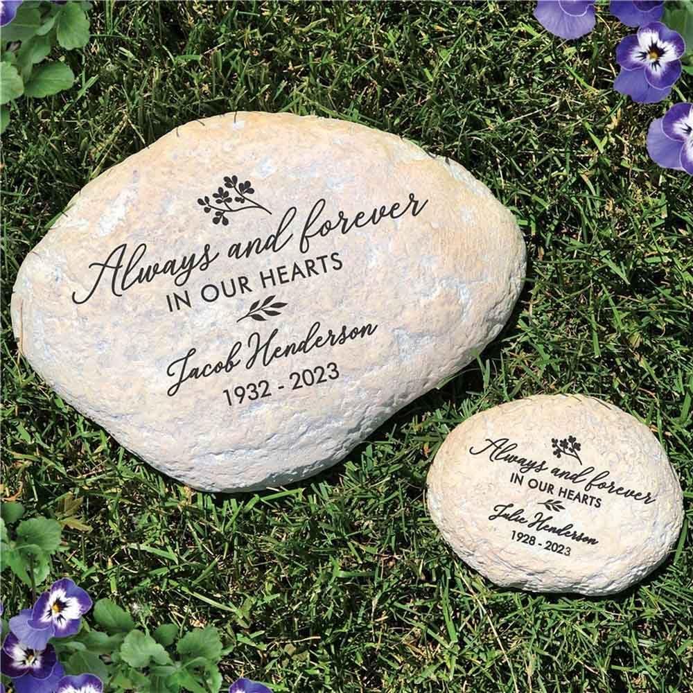 GiftsForYouNow Engraved Always and Forever in Our Hearts Memorial Garden Stone, 11.5" by 8.25"-VerdiqueGarden