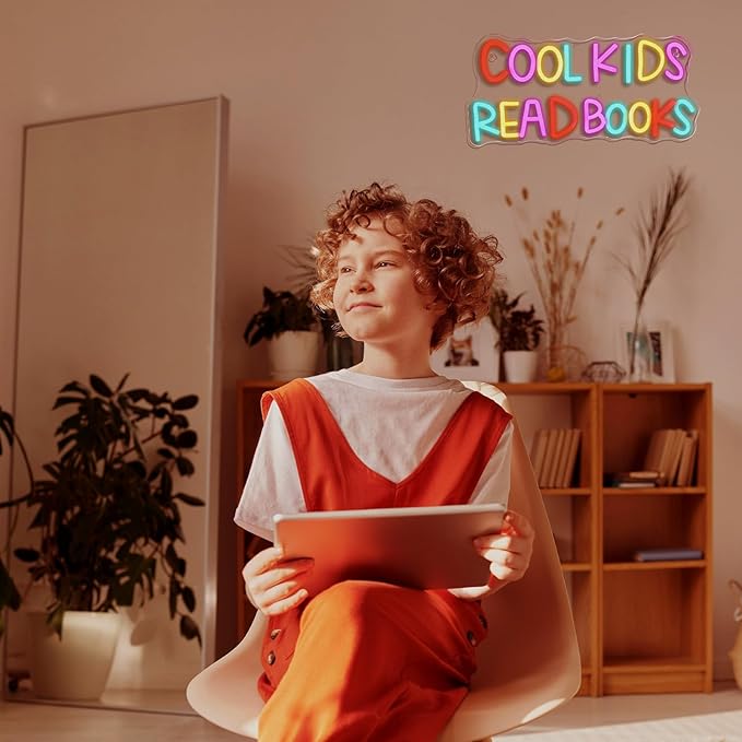 Cool Kids Read Books Neon Sign Reading Corner for Kids Neon Signs for Wall Decor LED Light Library Classroom Book Club Christmas Gift for Kids & Teens(5V2A)-VerdiqueGarden