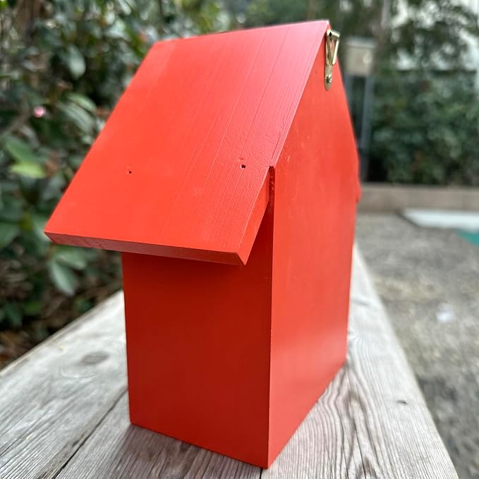 Mason Bee Houses Outdoor Wooden Bee Hotel for Garden and Yard Hand-Made Bamboo Bee Hive for Bees Butterflies and Ladybugs, Medium Size 8"x7.5"x5", Red-VerdiqueGarden