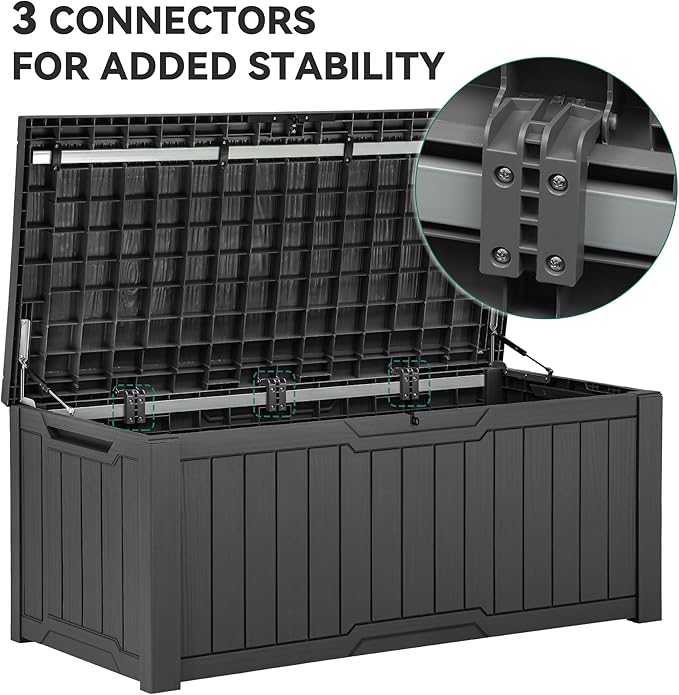 YITAHOME 120 Gallon Outdoor Storage Deck Box, Large Resin Patio Storage for Outdoor Pillows, Garden Tools and Pool Supplies, Waterproof, Lockable, (Dark Grey)-VerdiqueGarden