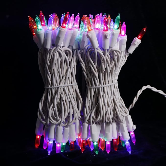 Multicolor LED Christmas Lights - 2 Pack 100 Count Multi-Colored Christmas String Lights for Tree, Party, Wedding, Holiday, Indoor/Outdoor Decor, 2 Sets 33 Feet White Wire, UL Certified, Connectable-VerdiqueGarden