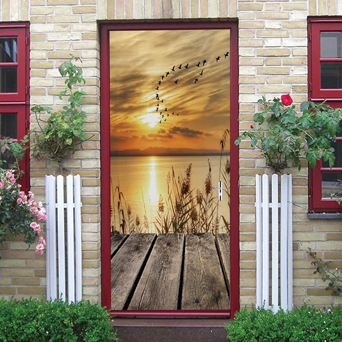3D Door Stickers Murals - Peel & Stick Wallpaper - Self-Adhesive Decals - Removable PVC - Waterproof - Bedroom & Living Room - 34.6" x 78.7"-VerdiqueGarden