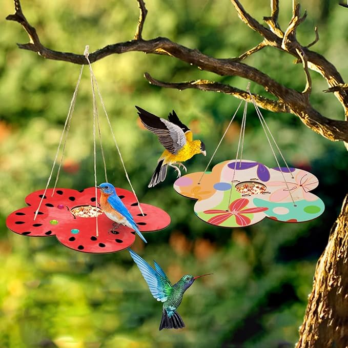 12 Pack Bird Feeder Craft Kits for Kids Ages 3-5 4-8 8-12, DIY Wooden Art Painting Outdoor Bulk Toys for Boys & Girls, Easter Christmas Gifts, Party Favor Gifts for Nature Loving Children-VerdiqueGarden