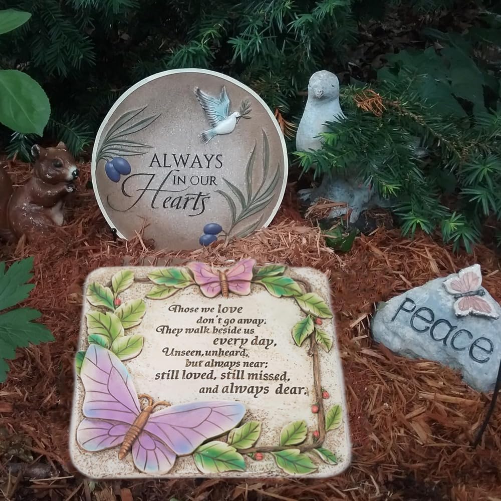 Garden Memorial Stone, Those We Love Don't Go Away Remembrance Gift, Stepping Stone Outdoor, Decor for Garden, Homes and Lawn-VerdiqueGarden