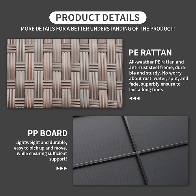 Rattaner Outdoor Storage Table Wicker Patio Coffee Table All-Weather Wicker Side Table with Waterproof Cover, Brown-VerdiqueGarden