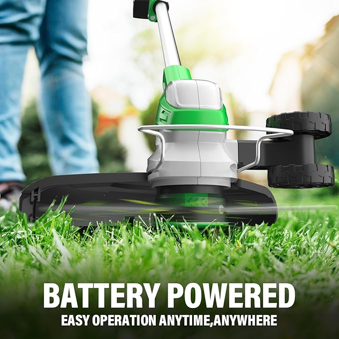 SOYUS Weed Wacker 12 Inch String Trimmer Cordless 20v Electric Weed Wacker, 2 Pcs 2.0Ah Battery Powered Weed Trimmer/Edger, Lightweight Grass Trimmer with 8 Pcs Replacement Spool Trimmer Lines-VerdiqueGarden