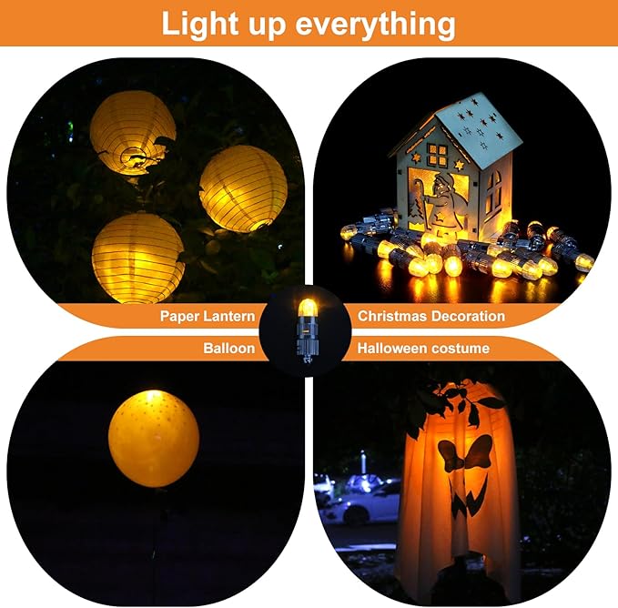 SumDirect Pack of 12 LED Mini Non-Blinking Lights for Paper Lanterns Balloons Floral Wedding Halloween Christmas Party Decoration Centerpieces (12, Orange Yellow)-VerdiqueGarden