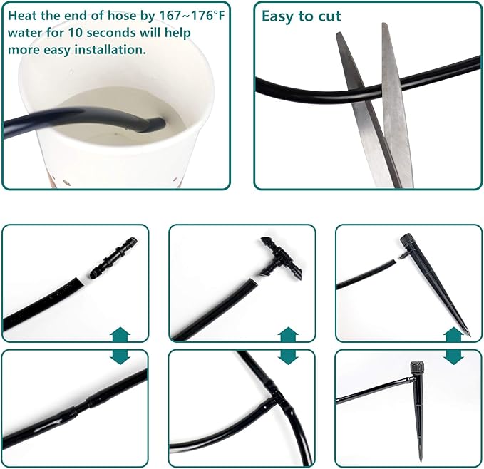 1/4 inch Blank Distribution Tubing Drip Irrigation Hose,50ft Soft Watering Tube for Small Lawn Garden Irrigation System-VerdiqueGarden