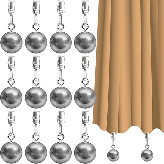12 Pack Heavy Duty Curtain Weights for Outdoor Indoor, Stainless Steel Drapery Clips Keepping Curtain Panel Straight, Keep Shower Curtains from Waving, Weigh Down Sun Curtain Tablecloth Garden Flag-VerdiqueGarden