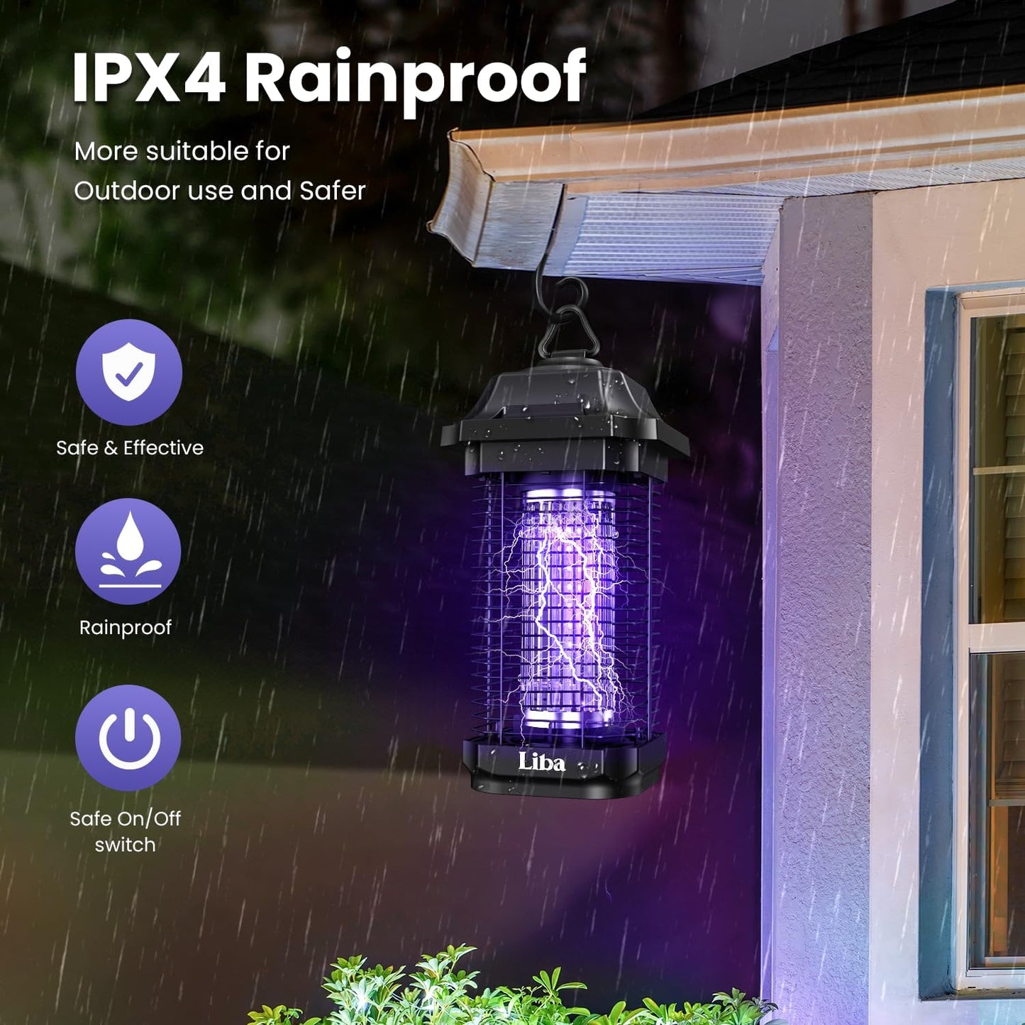 LiBa LED Bug Zapper Outdoor Indoor, Electric Mosquito Zapper Fly Trap Lamp, 10 Years Lifespan, 6.5ft Power Cord, Insect Killer Light for Home Yard Garden Patio Farm, High Voltage, IPX4 Rainproof-VerdiqueGarden