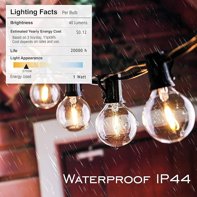 Outdoor String Lights 200FT Waterproof Globe String Lights with 104 Shatterproof G40 LED bulbs, Dimmable Connectable Patio Light String Lights for hanging Bistro Backyard Gazebo,2-Pack x 100ft-VerdiqueGarden