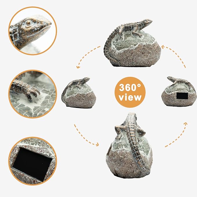 Garden Statue Lizard,Solar Lizard Decor for Outdoor,Resin Lizards Figurine with Solar Light for Patio,Balcony,Yard,Lawn Ornament,Perfect Garden Gift-VerdiqueGarden