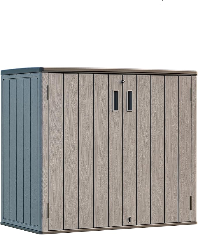 HOMSPARK 37 Cu.Ft Outdoor Storage Shed Weather Resistant, Multi Functional | Double-Wall Resin Storage Sheds & Outdoor Storage Box Waterproof for Backyard Garden Patio Lawn (Shallow Coffee)-VerdiqueGarden