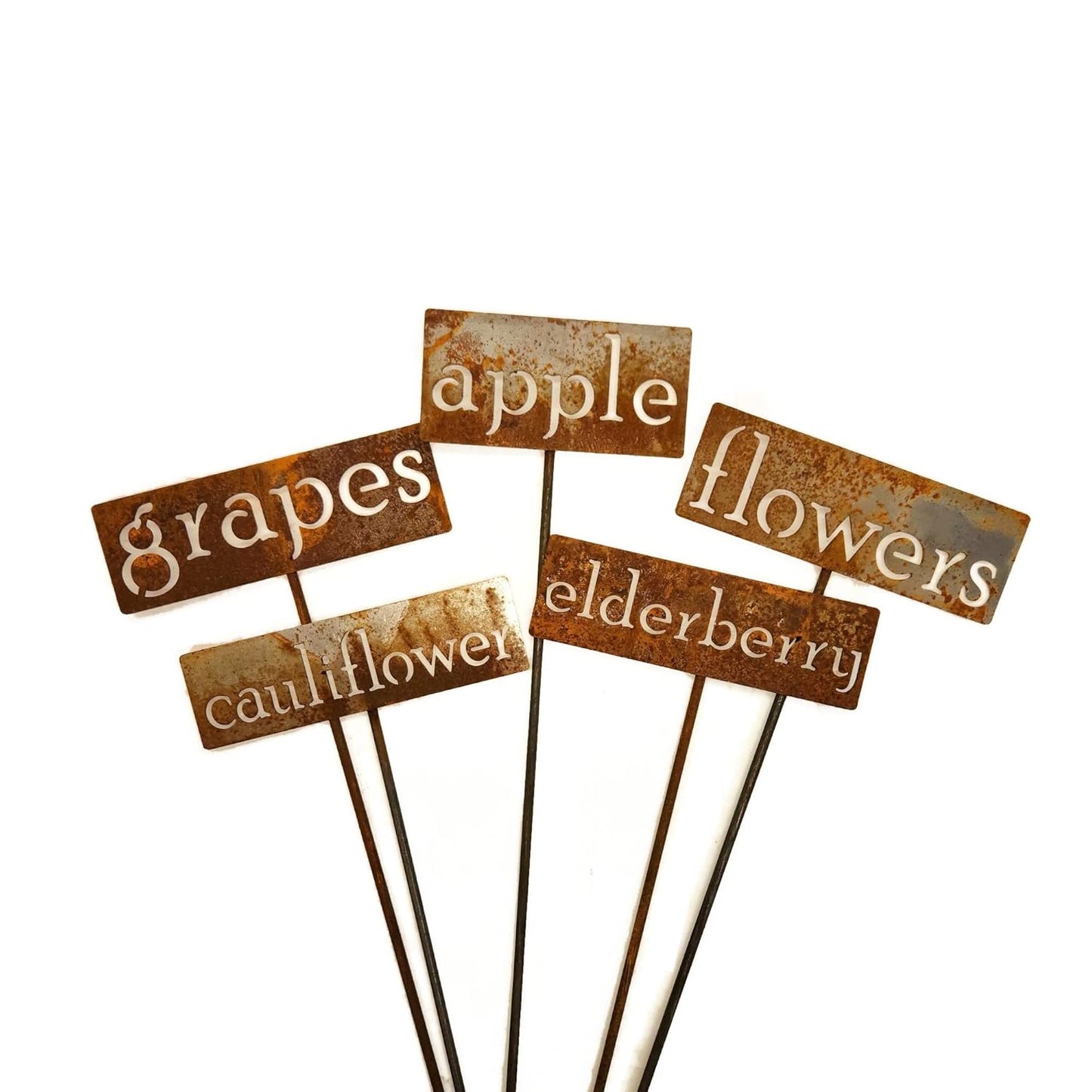 Classic Metal Garden Markers 19 Inches Tall (Bulk Discount Five Markers, Naturally Rusted)-VerdiqueGarden