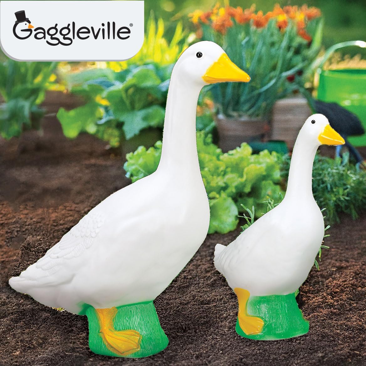 Fox Valley Traders Gaggleville Porch Goose Bundle Goose and Baby Statue – Charming Outdoor Decorative Figurine for Garden, Patio, or Entryway Accent-VerdiqueGarden