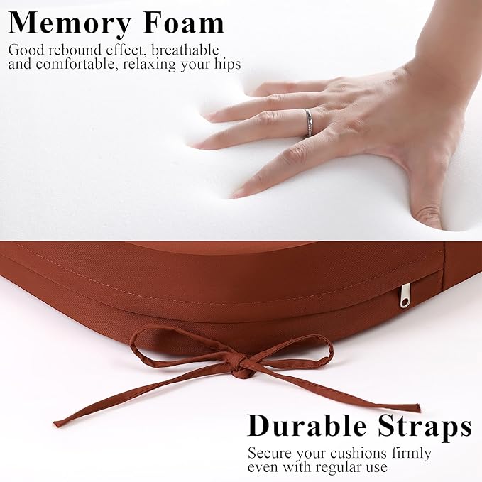 Outdoor Chair Cushions Set of 2, Waterproof Foam Patio Seat Cushions with Ties for Garden Sofa & Dining Furniture, 3-Year Color Fastness, 16x17x2 Inch, Spcie-VerdiqueGarden