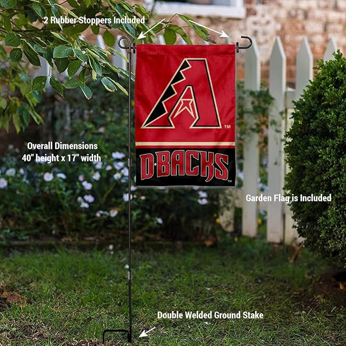 WinCraft Arizona Diamondbacks Garden Flag with Stand Holder-VerdiqueGarden