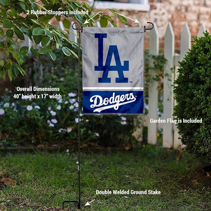 WinCraft Los Angeles Dodgers Garden Flag with Stand Holder-VerdiqueGarden